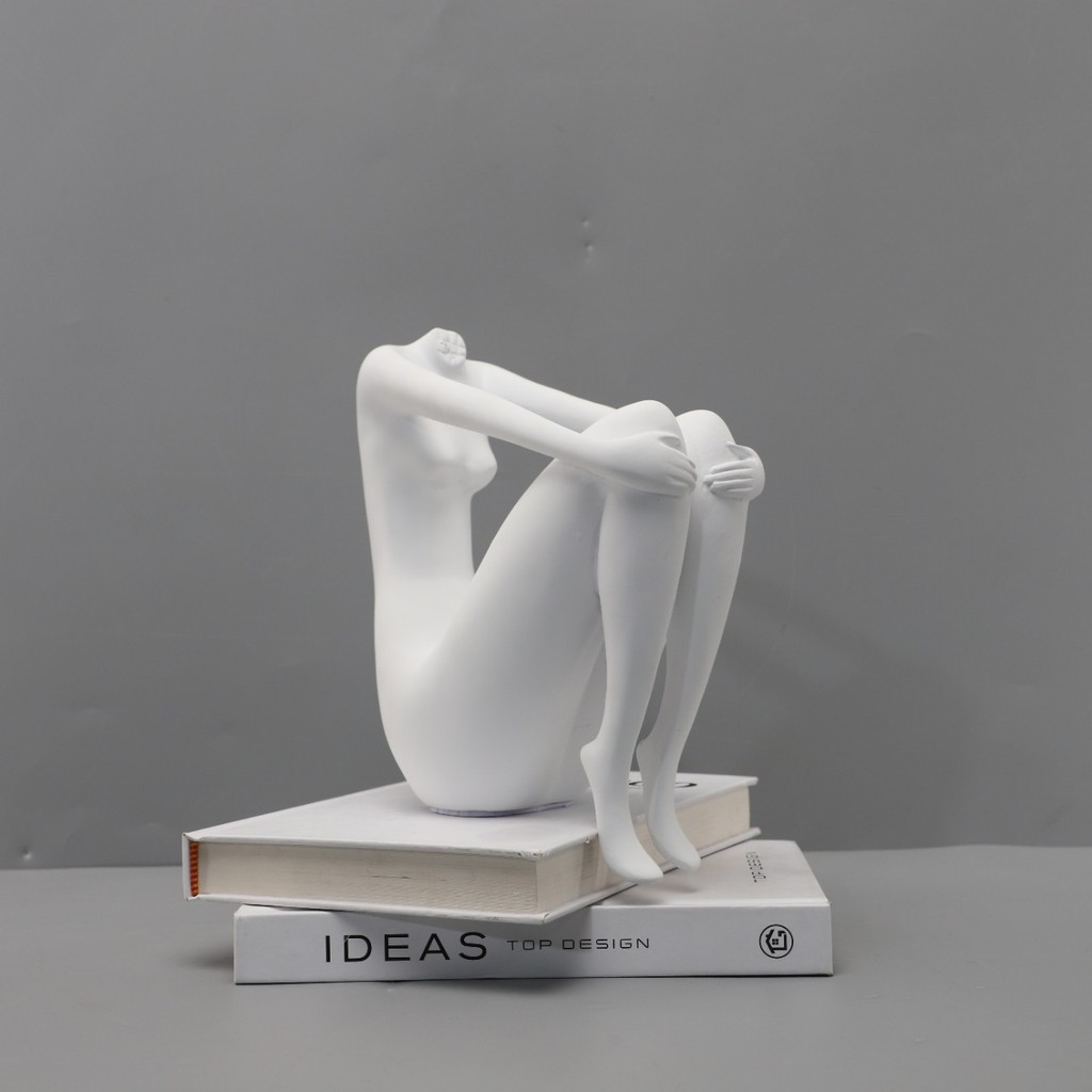 VOID Modern minimalist sitting figure sculpture with legs crossed, suitable for display in model rooms, living rooms, ha