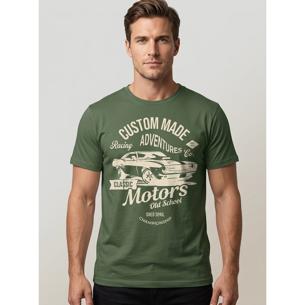 Camiseta Masculina Estampada Blusa Carro Vintage Classic Motors Streetwear Algodão Casual Premium