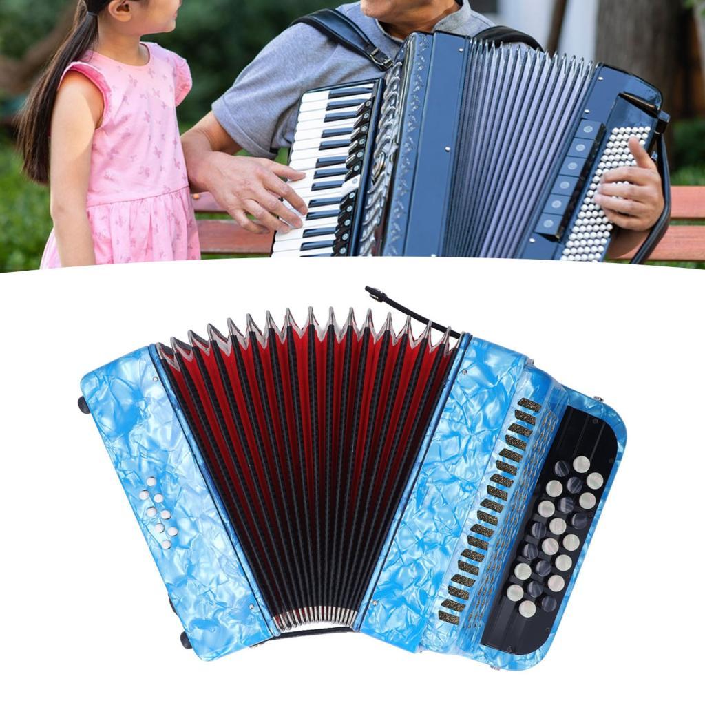 Daconovo 22 Key 8 Bass Acordeão Profissional Botão Sensível Instrumento Musical com Alça para Performances (Céu Azul)