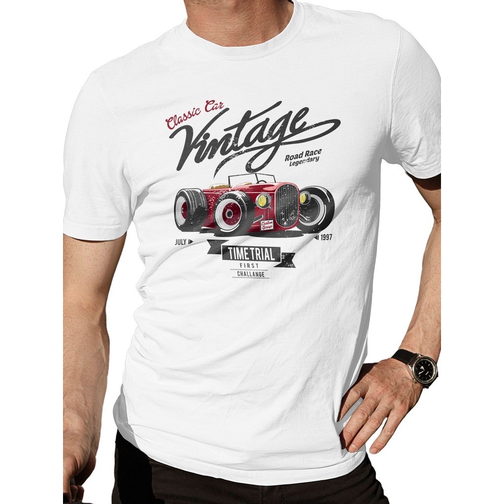 Camiseta Masculina Estampada Car Classic Vintage  Algodão