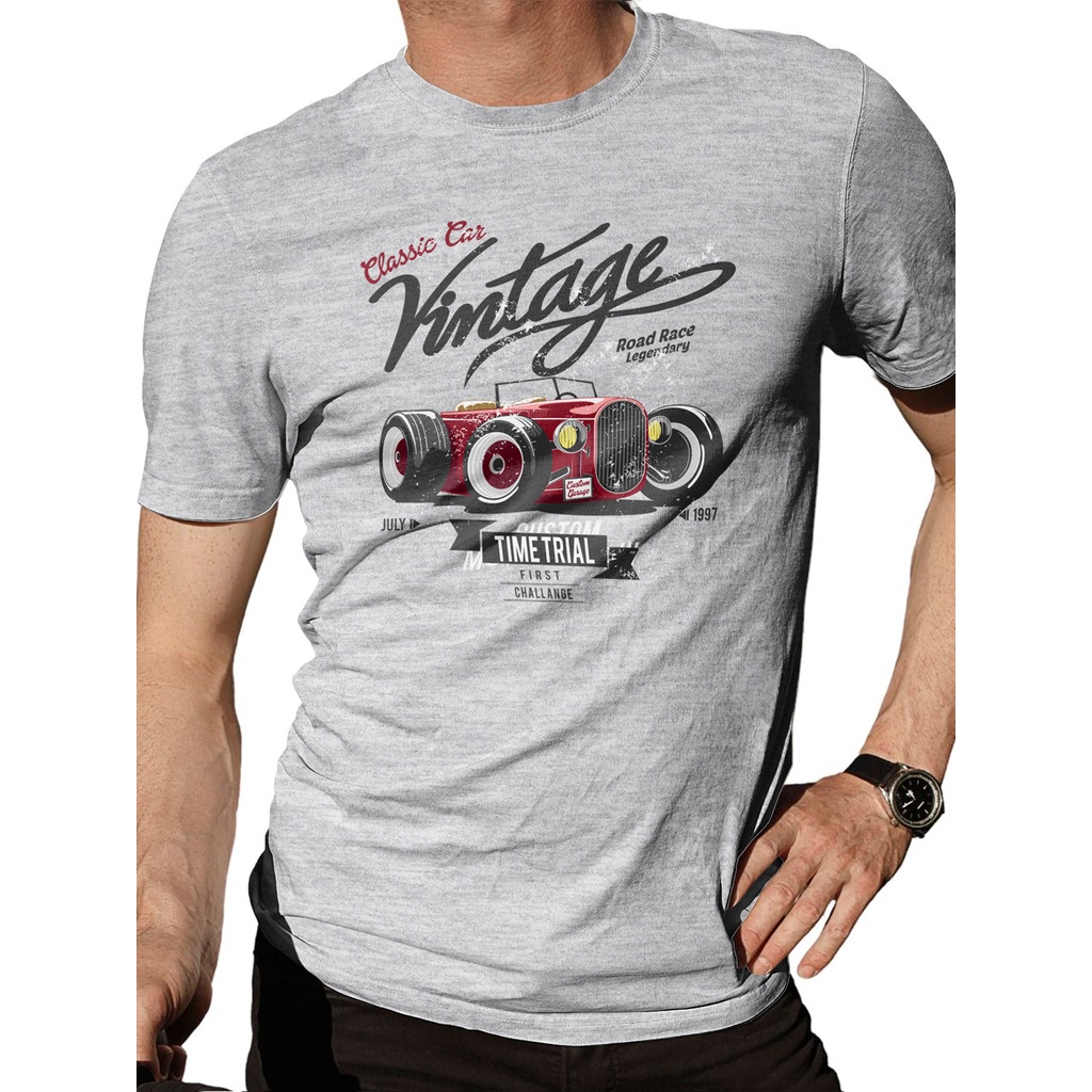 Camiseta Masculina Estampada Car Classic Vintage Algodão Premium
