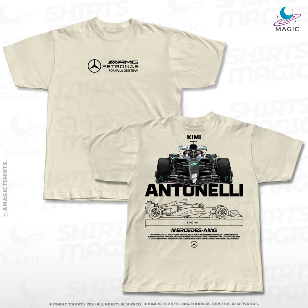 Camiseta Kimi Antonelli Classic Car #12 100% algodão unissex