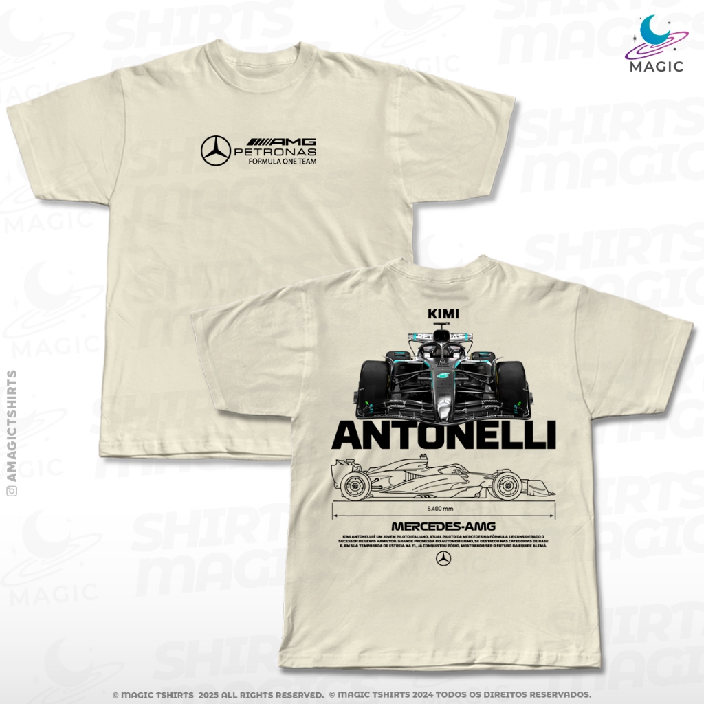 Camiseta Kimi Antonelli Classic Car #12 100% algodão unissex