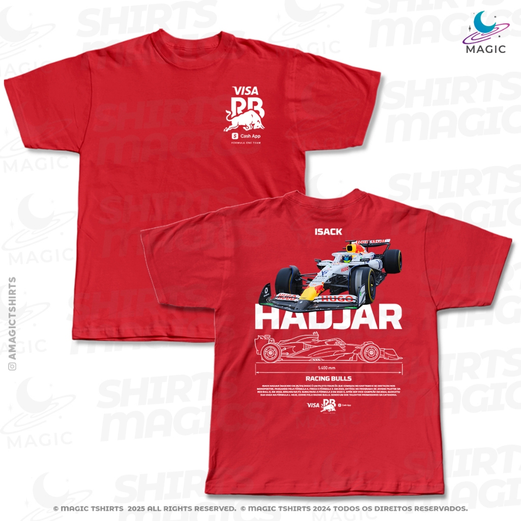 Camiseta Hadjar #6 Car Classic Visa Cash App Racing Bulls F1 Team 100% Algodão Unissex