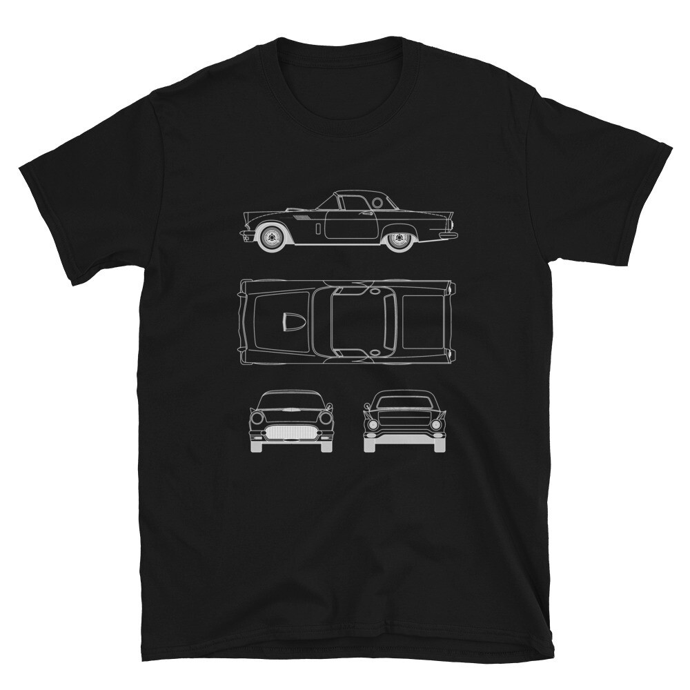 Camiseta Masculina Vintage Thunderbird Classic Car-Retrô Com Estampa Azul 100 % Algodão