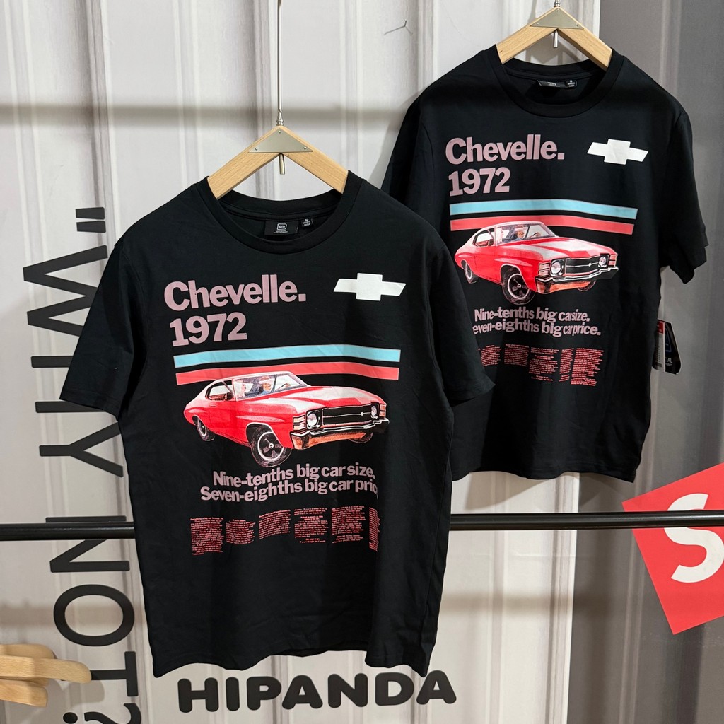 Chevelle Classic American Muscle Car Print Puro Algodão Manga Curta Moda Solta Camiseta Retro Americana