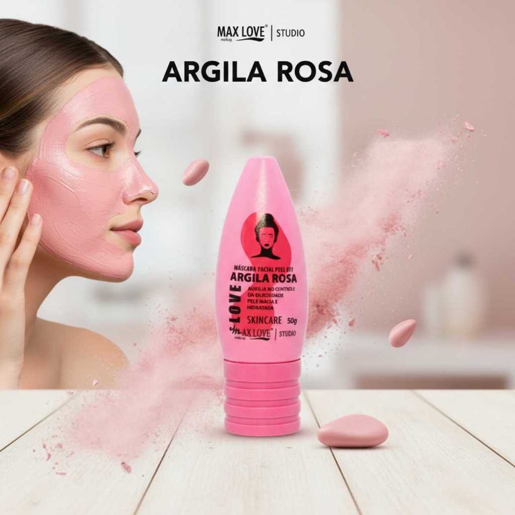 Máscara Facial Peel Off Argila Rosa Max Love com 50g