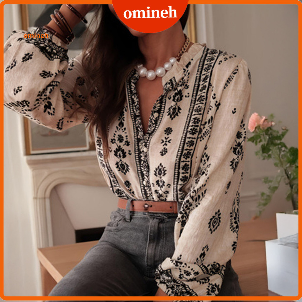 Drapey Chiffon Blouse Dropped Shoulder Top Women’s Ruffle Trim Long Sleeve Shirt with Imitation Pearl Buttons – Work