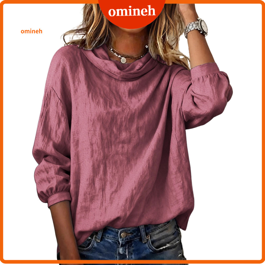 Women Tops Casual Work Shirt Women’s Long Sleeve Blouse Irregular Neckline Loose Fit Pullover Top for Office Date Ever