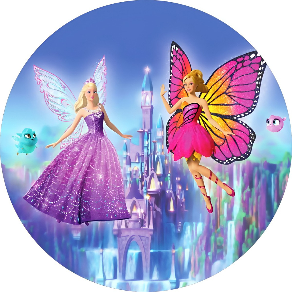 Mini Capas Painel Festa Redondo Infantil  Decoração Tema Borboleta Princesas Boneca