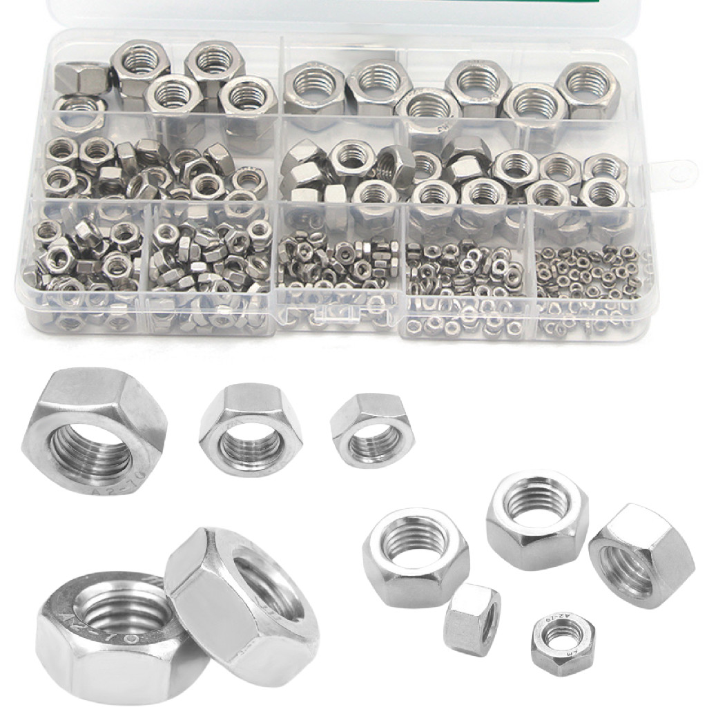 KIT 341 PORCAS SEXTAVADA AÇO INOX M2 M2.5 M3 M4 M5 M6 M8 M10 M12