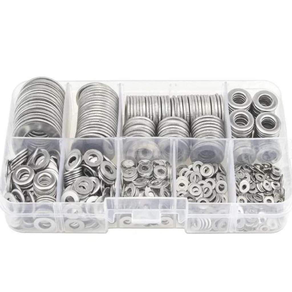 KIT 580 ARRUELAS LISA M2 M2.5 M3 M4 M5 M6 M8 M10 M12 ZINCADA
