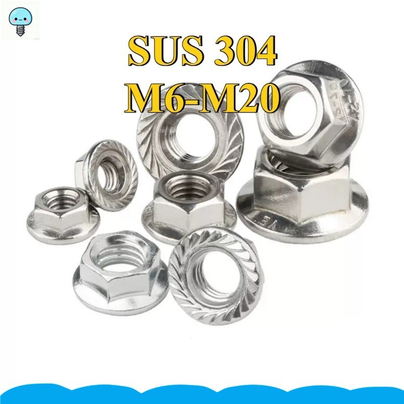 Porca De Rosca Fina 304 Flange De Aço Inoxidável M6/M8/M10/M12/M14/M16/M20 GHA