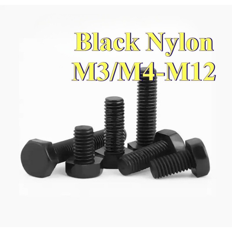 Parafuso Hexagonal Externo De Nylon Preto , De Plástico Isolado Com Cabeça M3/M4/M5/M6/M8/M10/M12 GHA