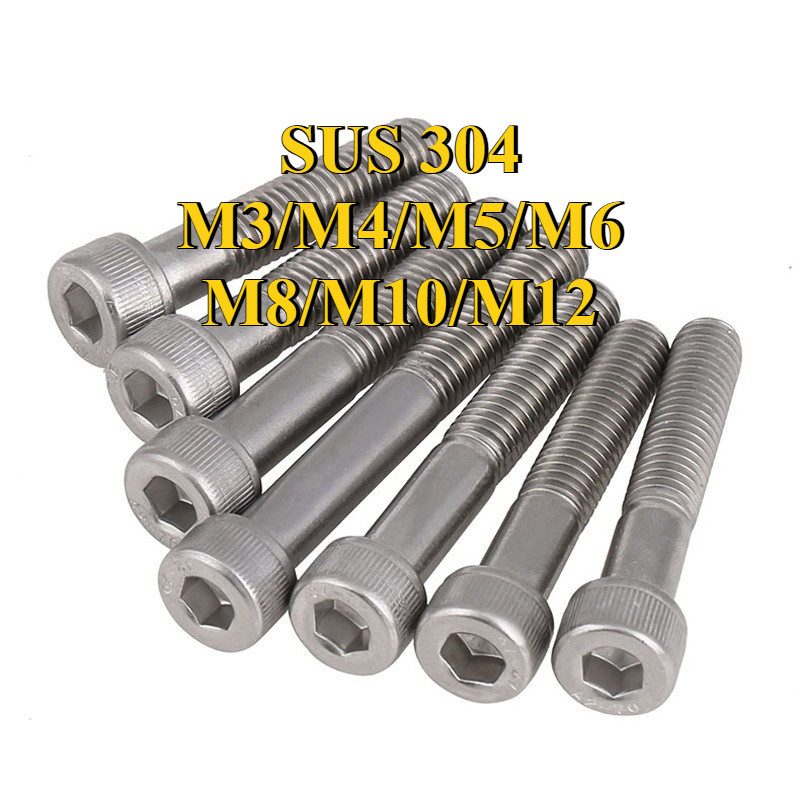 Parafuso Hexagonal De Meio Dente De Aço Inoxidável 304 , De Cabeça Cilíndrica De Copo Estendido M3/M4/M5/M6/M8/M10/M12 G