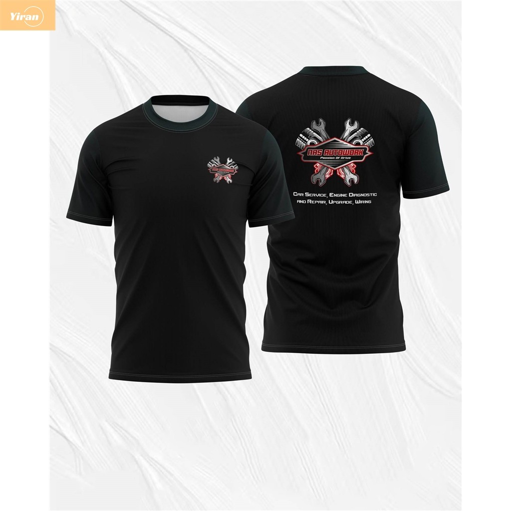 Nas Autowork Auto Mechanic Full Print Jersey Microfibra Manga Curta Car Workshop Work Camiseta