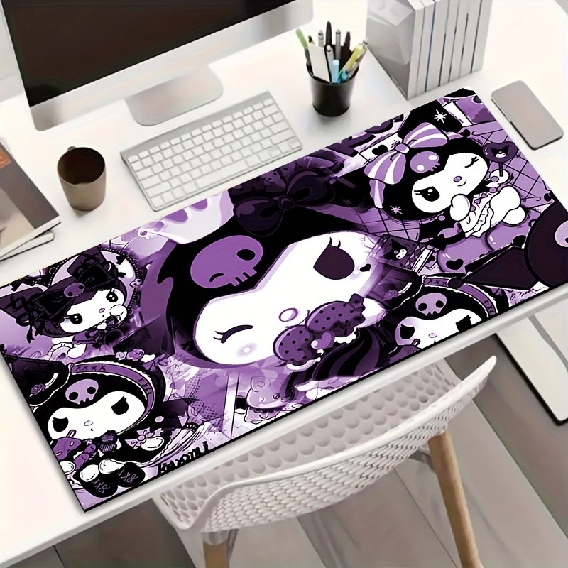 Tapete Mouse Pad Tema Kuromi Roxo Escuro e Designs de Anime