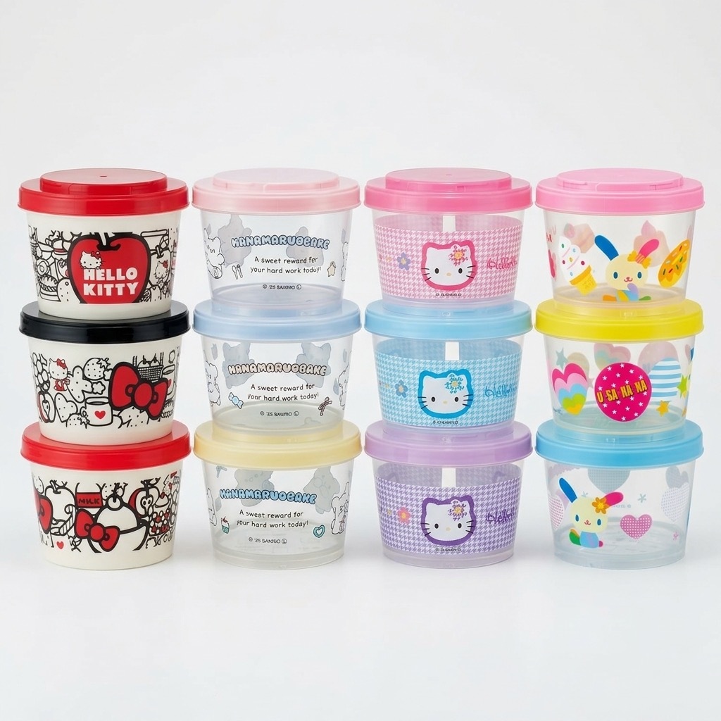 Skater Bento Food Storage Container Set | 4 Designs Hello Kitty Usahana Screw Lid Microwave Safe Made in Japan