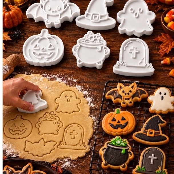 Kit 6 Cortadores de Biscoito Halloween Dia das Bruxas