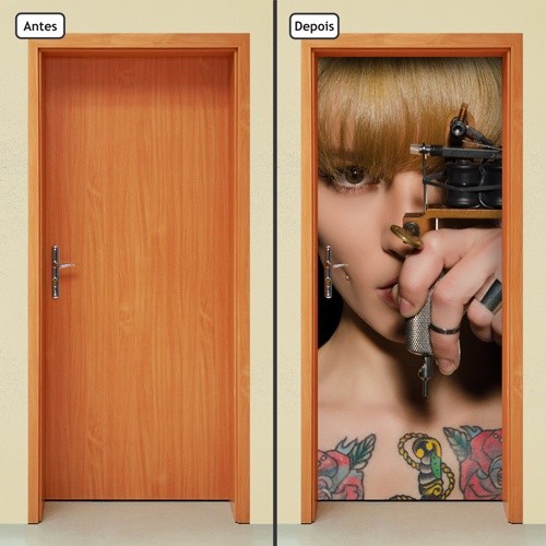 Adesivo Decorativo de Porta Parede Vidro Estúdio de Tatuagem Tattoo Tatuador Tatuadora Casa Sala Quarto