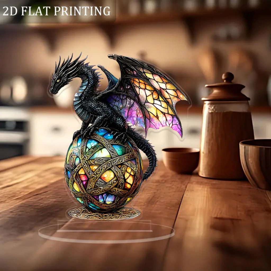 Dragon Sculpture Mythical Creature Ornament Vibrant Color Resin Statue Fantasy Decorative for Home and Office Unique