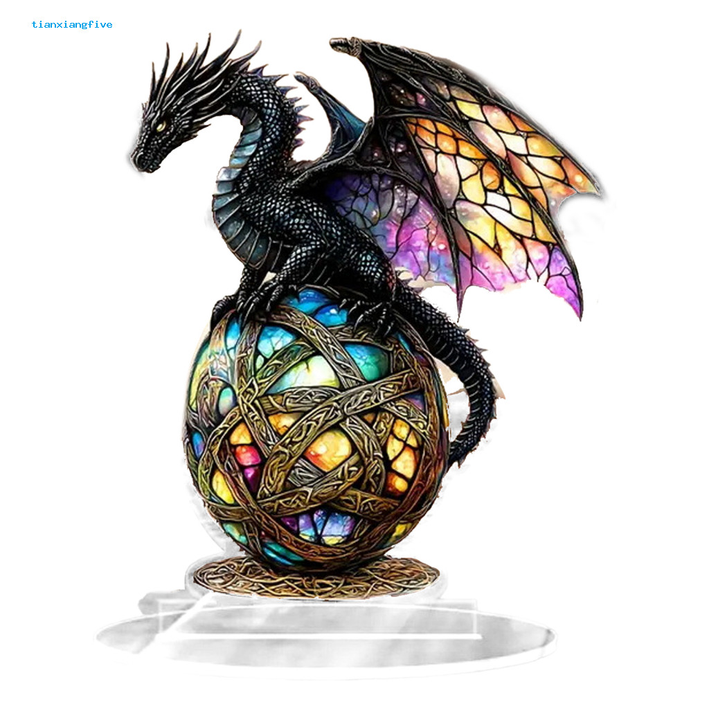 Mythical Creature Ornament Dragon Sculpture Vibrant Color Resin Statue Fantasy Decorative for Home and Office Unique