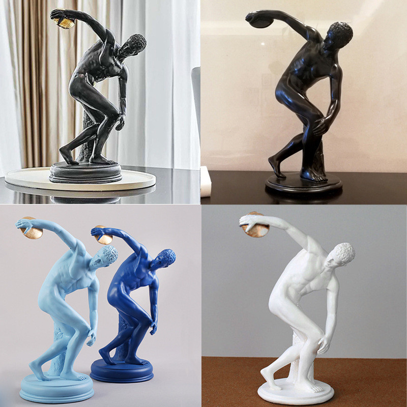 Discus Thrower European Man Sculpture Ornament American Style Study Office Soft Decor Athlete Decoration Home Decor