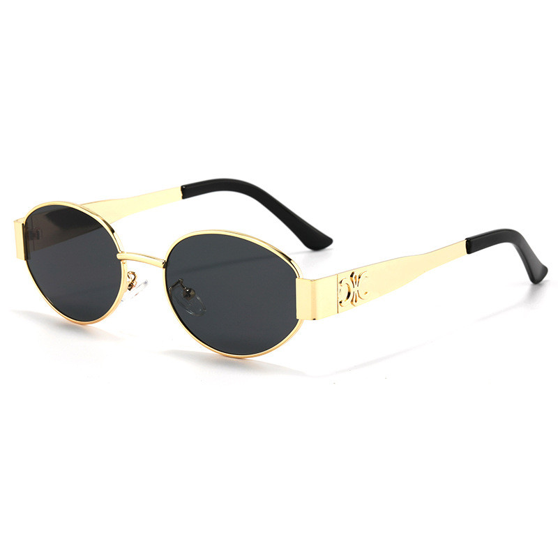 Nova moda High-End Ultra-claro óculos de sol das mulheres dos homens ao ar livre condução único Retro Metal Oval óculos