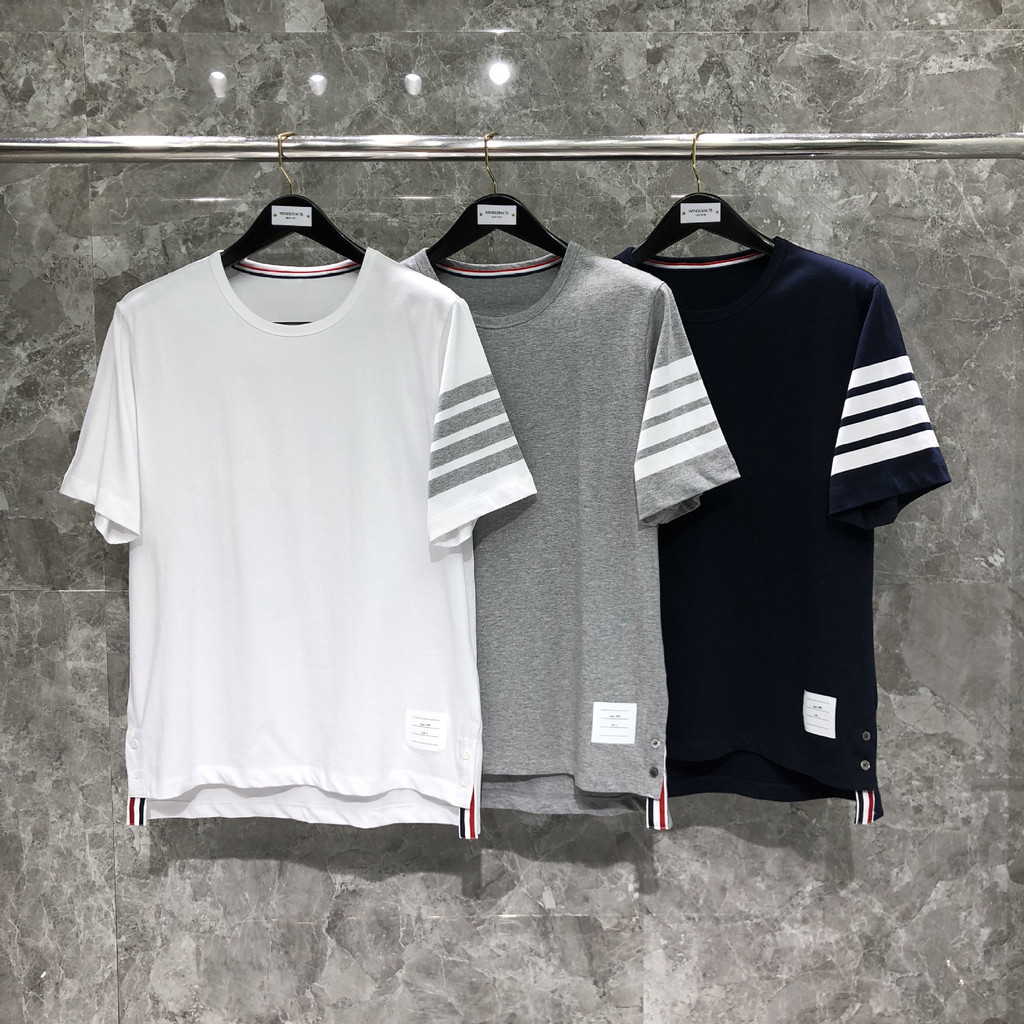 RG8U thombrowne Classic crew-neck short-sleeve basic cotton T-shirt with four stripes, a casual style suitable for both