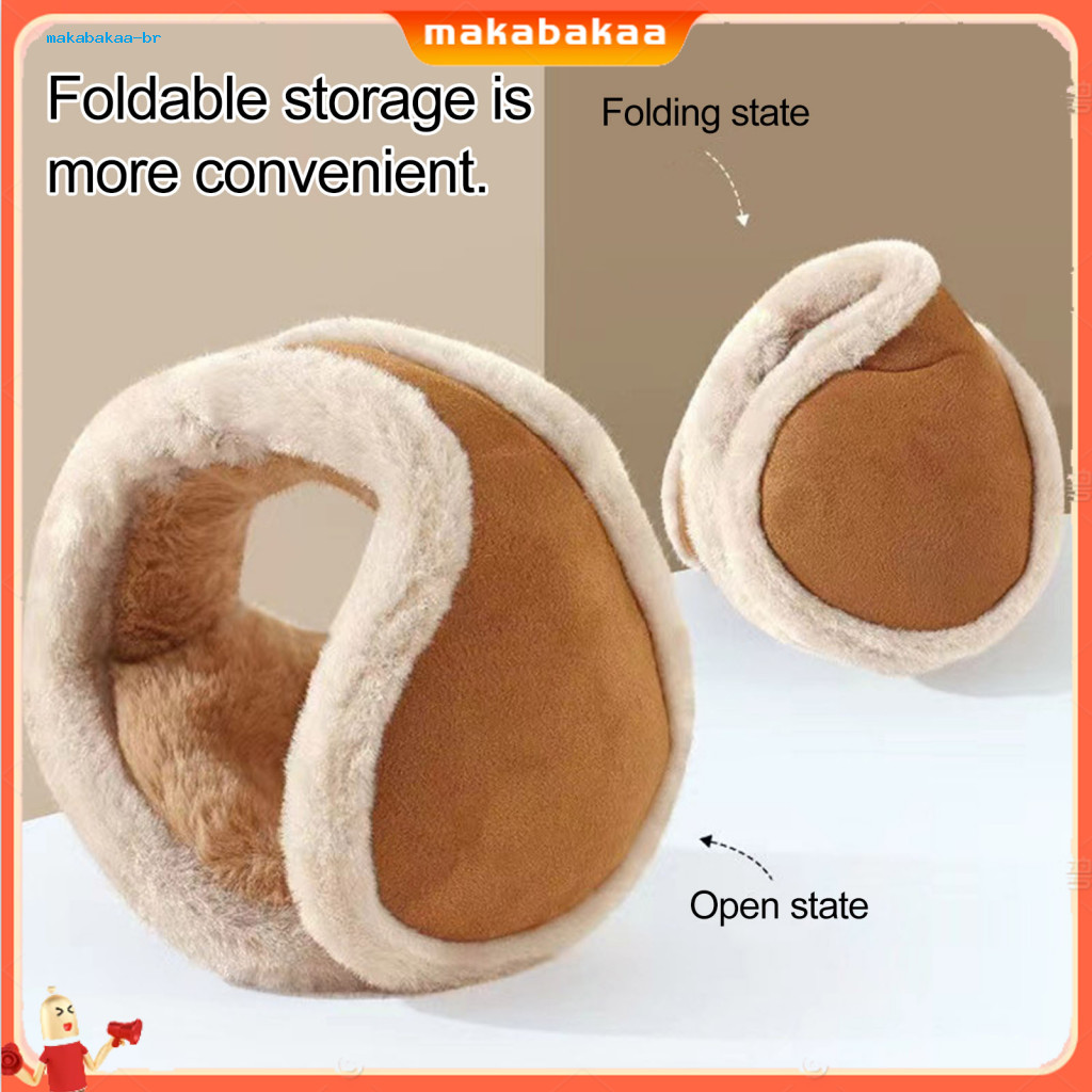 Plush Earmuffs Winter Warm Foldable Ear Covers with Adjustable Elastic Headband Soft Solid Color Cold Weather Protection