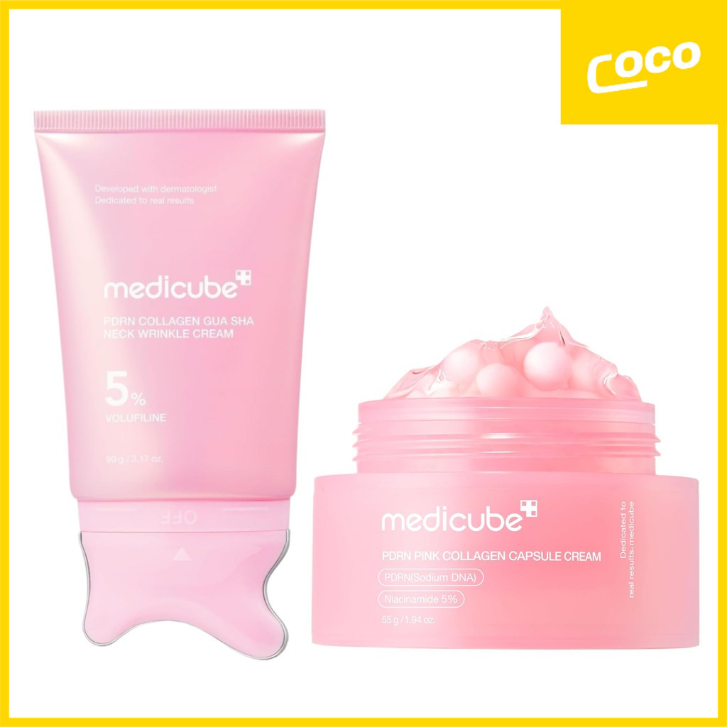 [New]medicube PDRN Pink Collagen Capsule Cream 55g&Collagen Gua Sha Neck Wrinkle Cream 90g