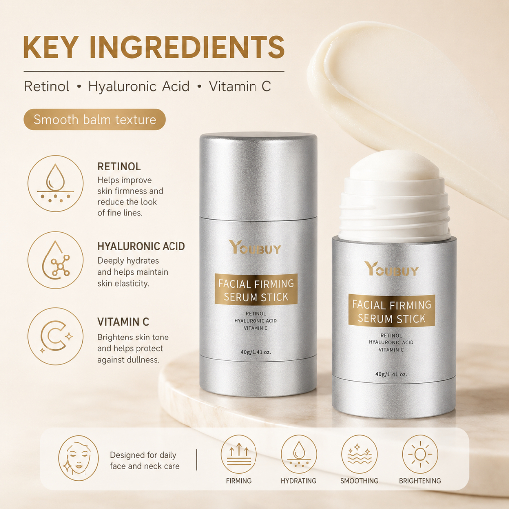 YOUBUY Facial Firming Serum Stick Retinol Hyaluronic Acid Vitamin C Smooth Balm Texture Face Neck Care 40g