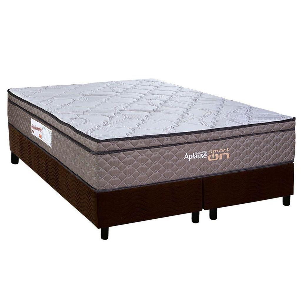 Cama Box King: Colchão c/ Vibro Massagem Paropas Vibro Aplause Smart Brown + Base CRC Suede Brown (193x203)