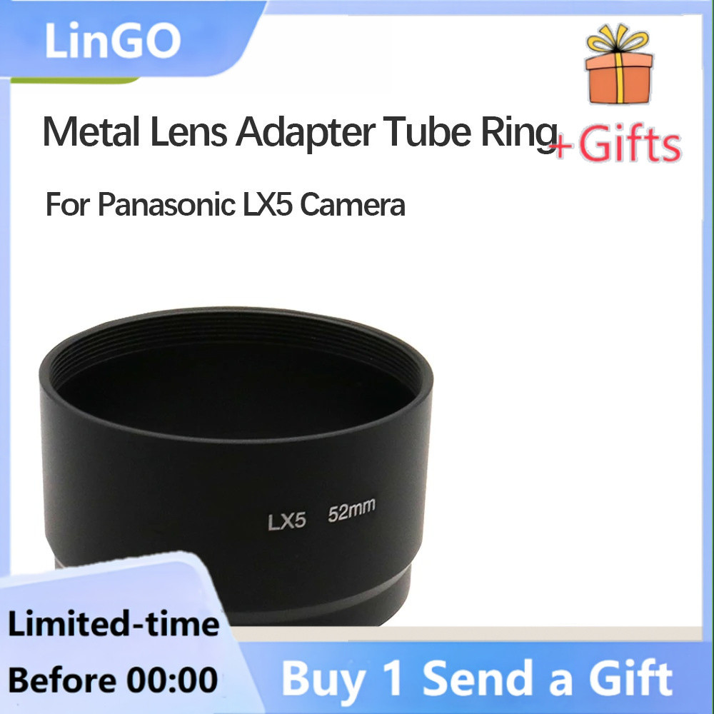 LinGo Adaptador De Lente De Metal Anel De Tubo Filtro De Montagem De 52 Mm Para Câmera Panasonic LUMIX DMC-LX5