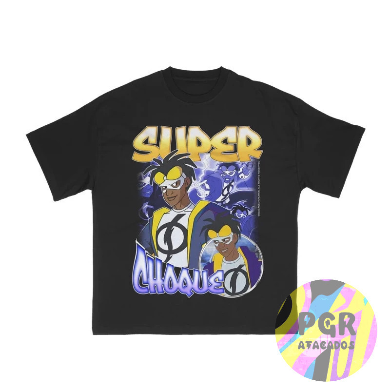 Camiseta Premium Herói Super Choque 100% Algodão Static Shock Lançamento 2025 Desenho Envio Rápido
