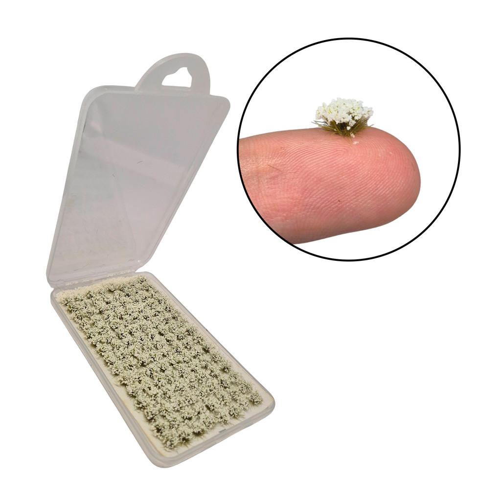 Static Grass Flowers - Mini Grama Estática para Cenário RPG - 104 Peças - Branco