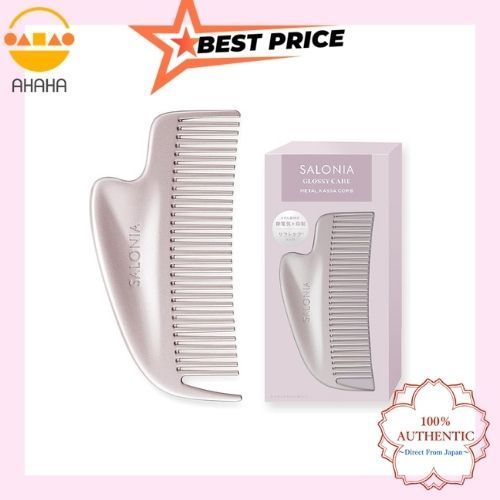 SALONIA Glossy Care Metal Kassa Comb Hair Comb Anti-Static Pink / Silver