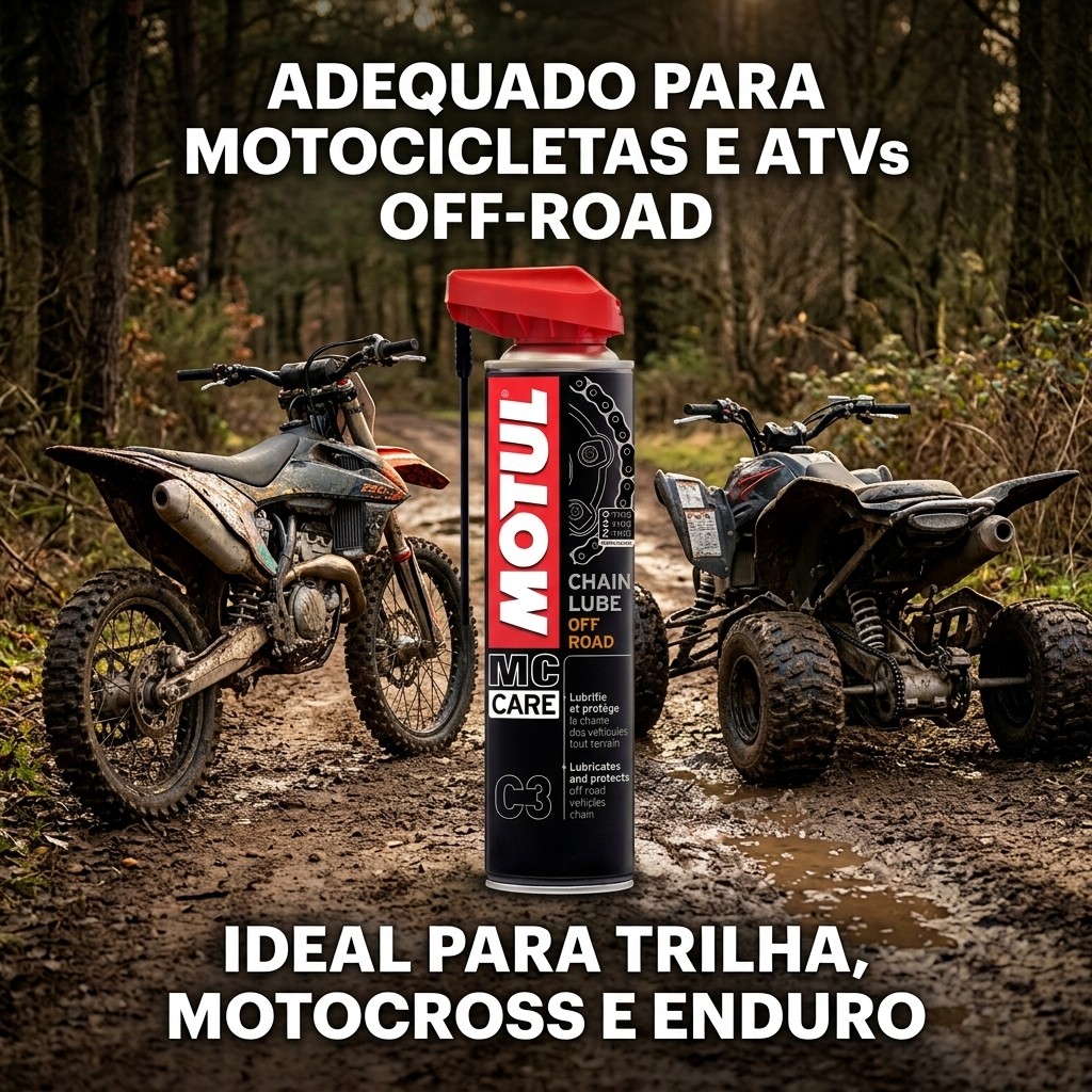 Motul C3 Chain Lube Off Road 400ml Lubrificante Corrente Moto ATV Trilha Lama Água MC Care