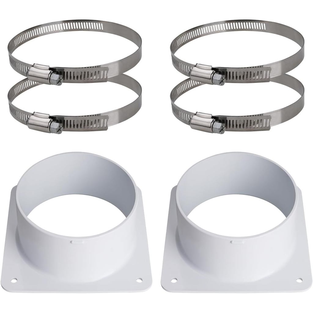 2Pcs 4-inch Duct Connector with Adjustable Duct Clamps, Plastic Hose Connector for Heating or Cooling Ventilation HVAC S