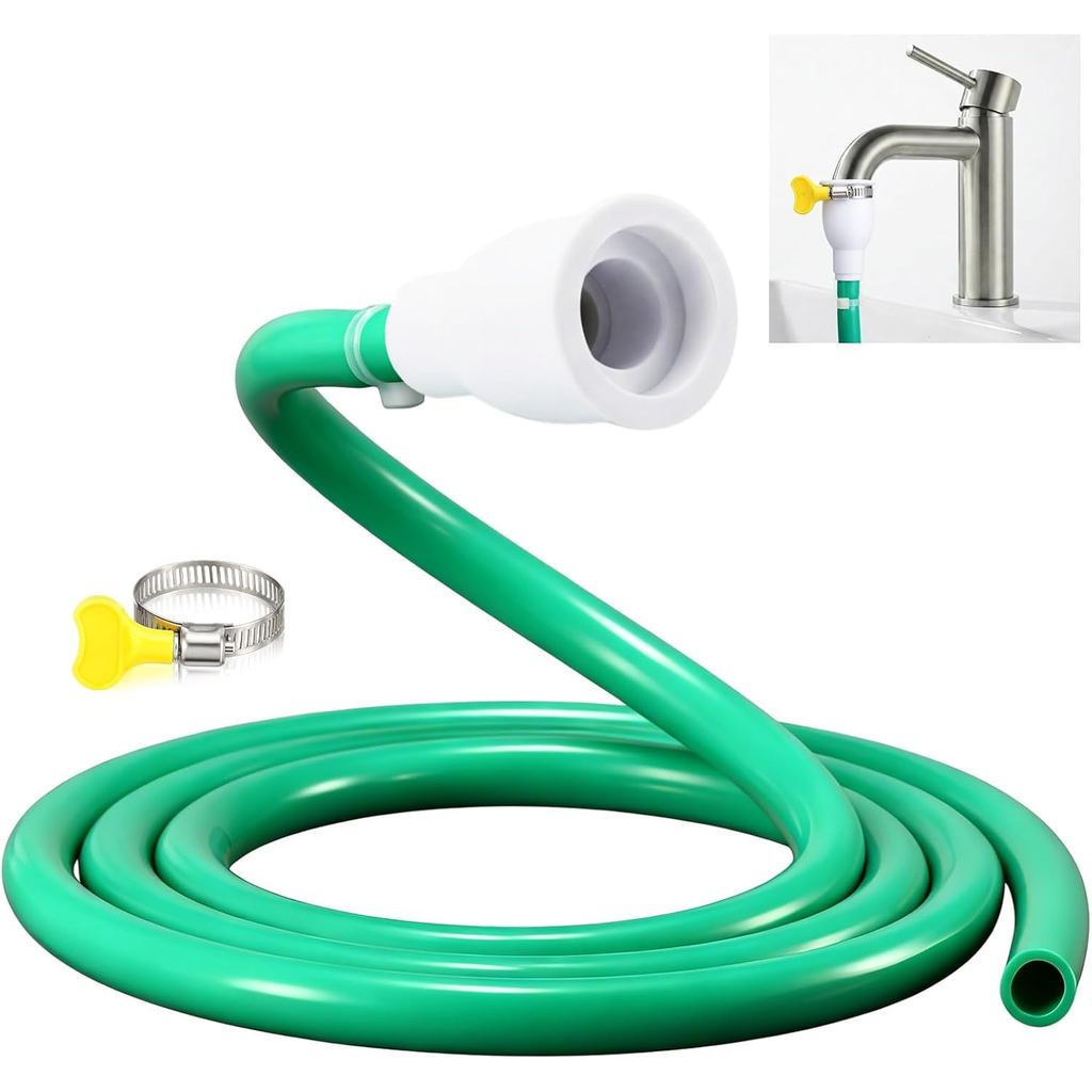 Faucet Hose Adapter for Sink - 6.1FT Silicone Tube with Adjustable Faucet Connector, Stainless Steel Clamp & Zip Tie, Si