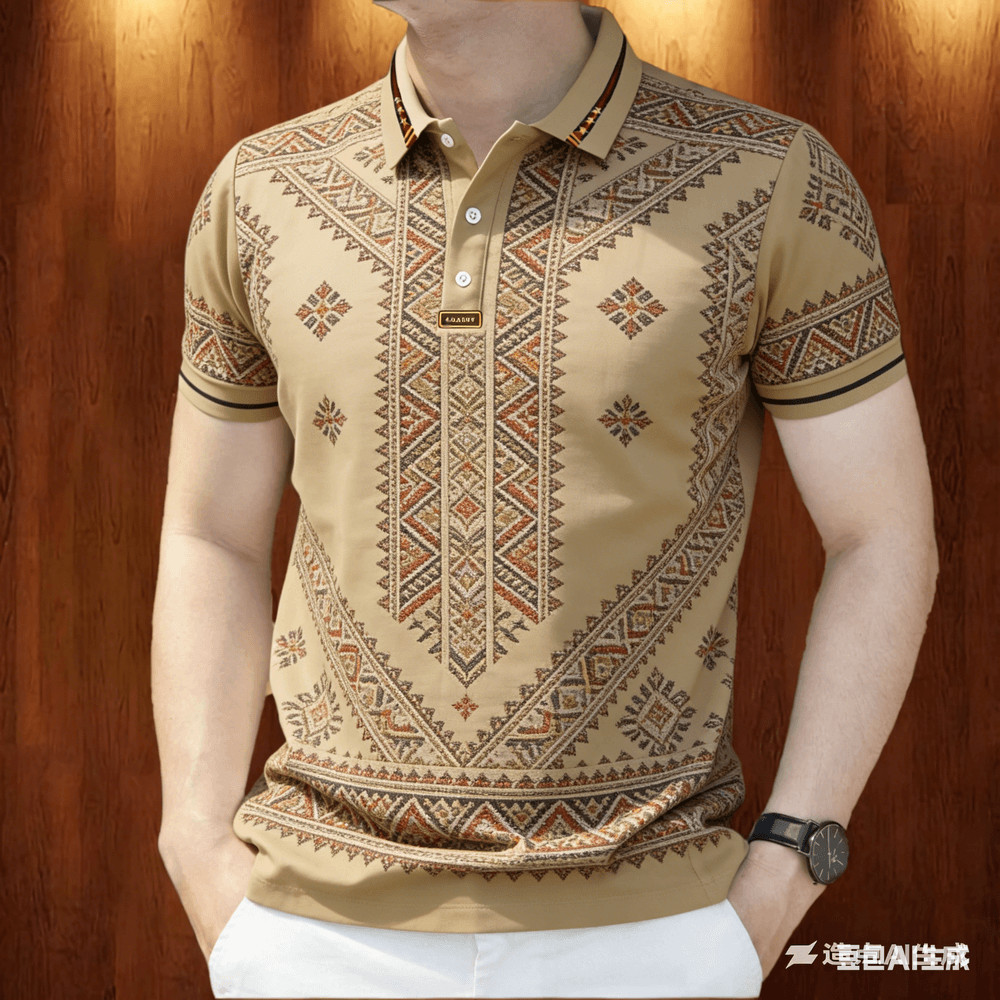 Camisa Polo Masculina Para Roupas Masculinas Barong Estilo Vintage Topos Casual De Manga Curta Ao Ar Livre Street wear 8