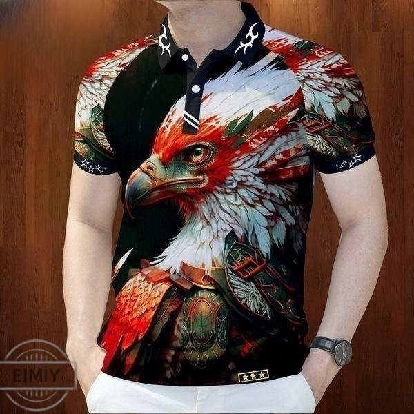 Camisa Polo Masculina Para Roupas Masculinas Águia Estilo Vintage Topos Casual De Manga Curta Ao Ar Livre Street wear 11