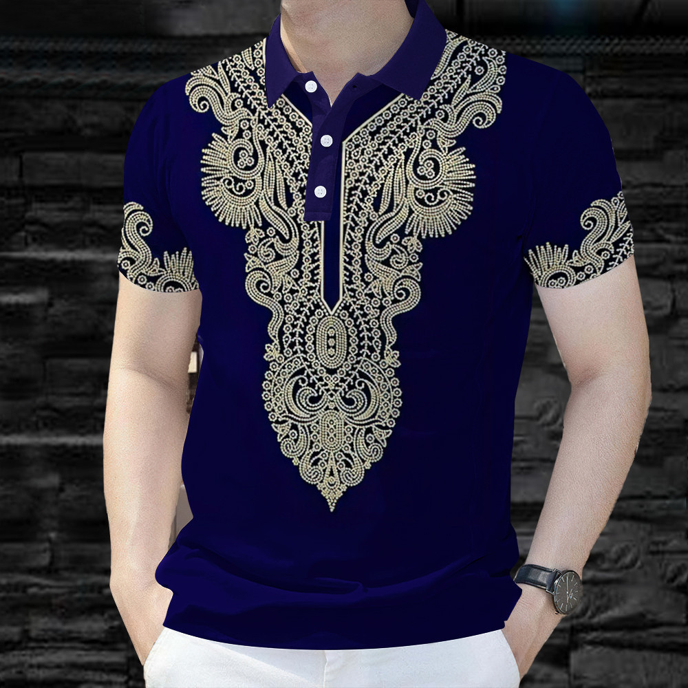 Camisa Polo Masculina Para Roupas Masculinas Barong Estilo Vintage Topos Casual De Manga Curta Ao Ar Livre Street wear 9