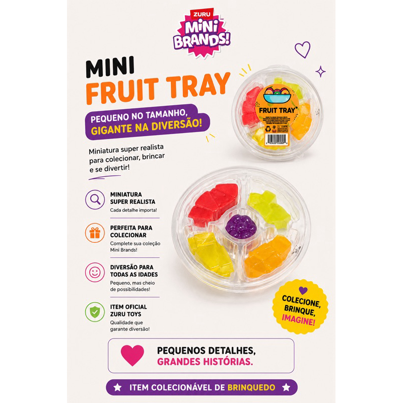 Fruit tray salada de frutas mini brands zuru toys item avulso item comum mini brand mini friedge geladeira ORIGINAL!