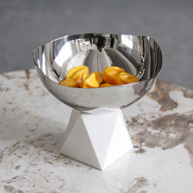 Light luxury marble fruit tray decoration for model homes and clubs, irregular small round snack and dried fruit tray or