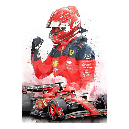 Pôster Charles Leclarc 2024 - Ferrari Formula 1 Car F1 Print
