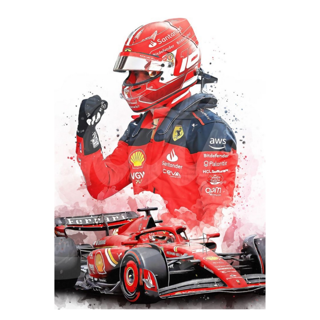 Pôster Charles Leclarc 2024 - Ferrari Formula 1 Car, F1 Print