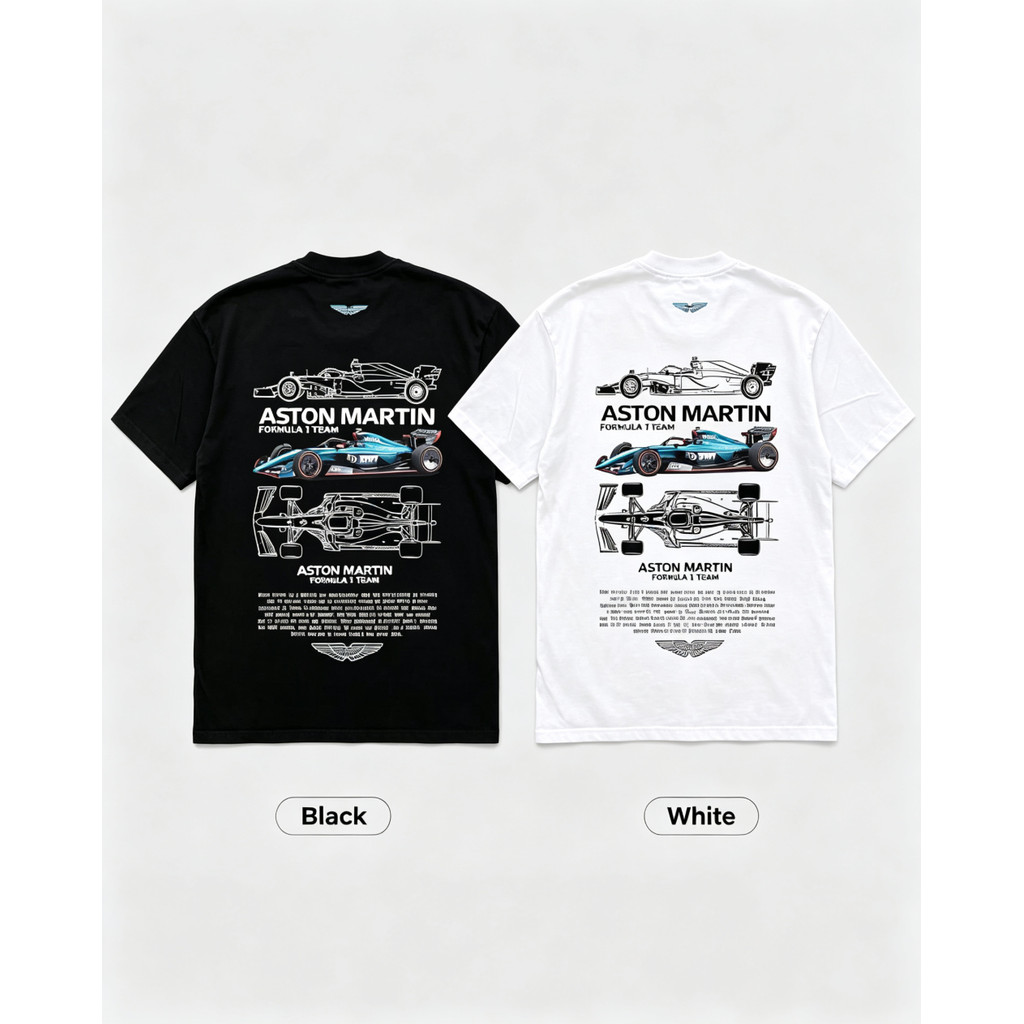 Aston Martin Formula One Racing Car Camiseta Gráfica Fãs Blueprint Print Streetwear