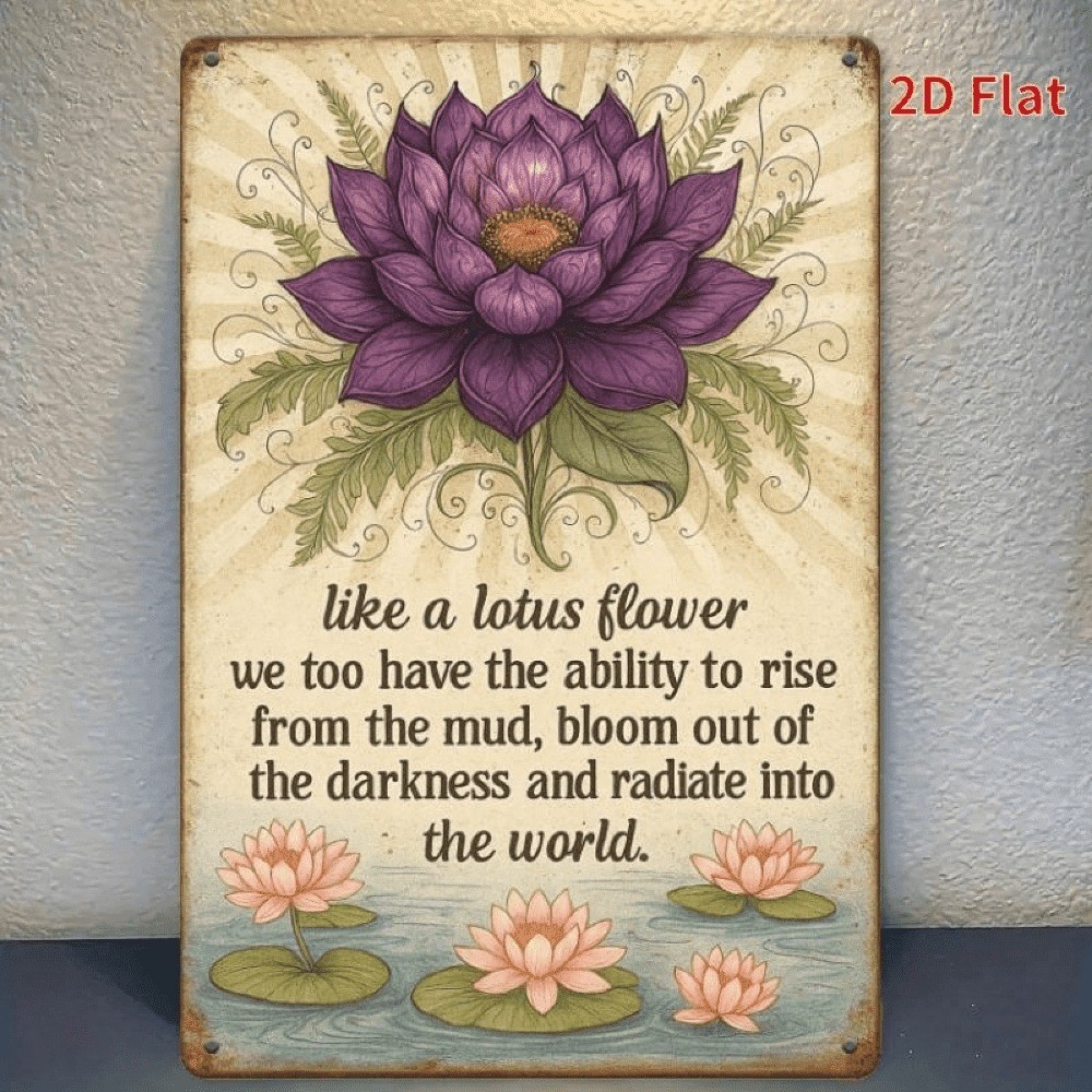 CIFbuy Decoração De Parede De Lótus De Ferro Vintage Placa De Metal Rústico Para Sala De Estar E Jardim