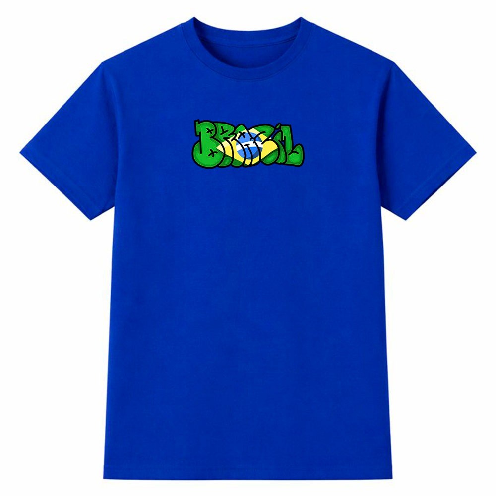 Camiseta Feminina 100% Algodão Brasil Grafite Street Arte Grafite Copa do Mundo Estilo Urbano Casual